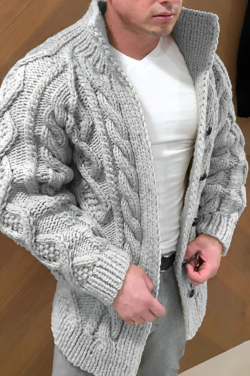 Trevor Gilet Homme – Cardigan Tricoté à Motif Câble avec Coupe Oversize & Style Intemporel