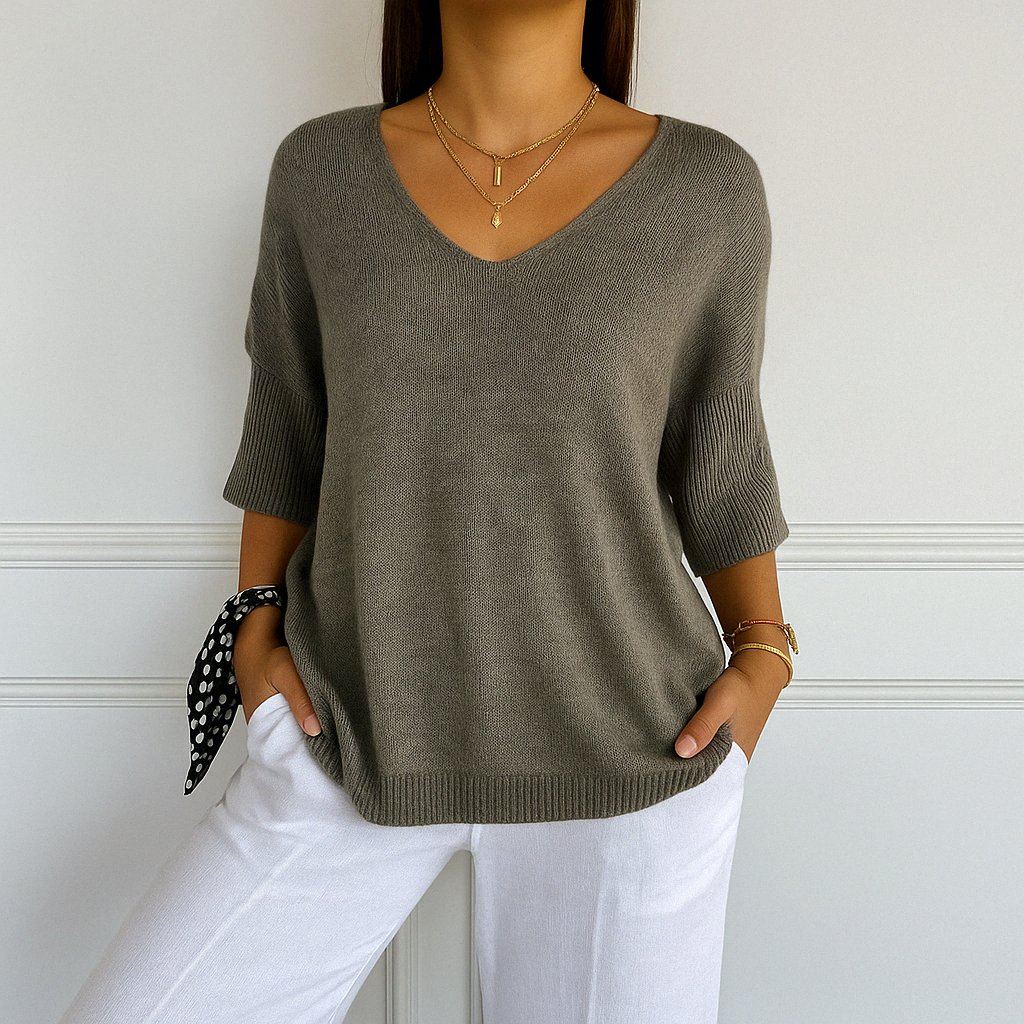 Coraline Pull Col V Femme – Maille Fine, Doux & Élégant pour un Style Raffiné