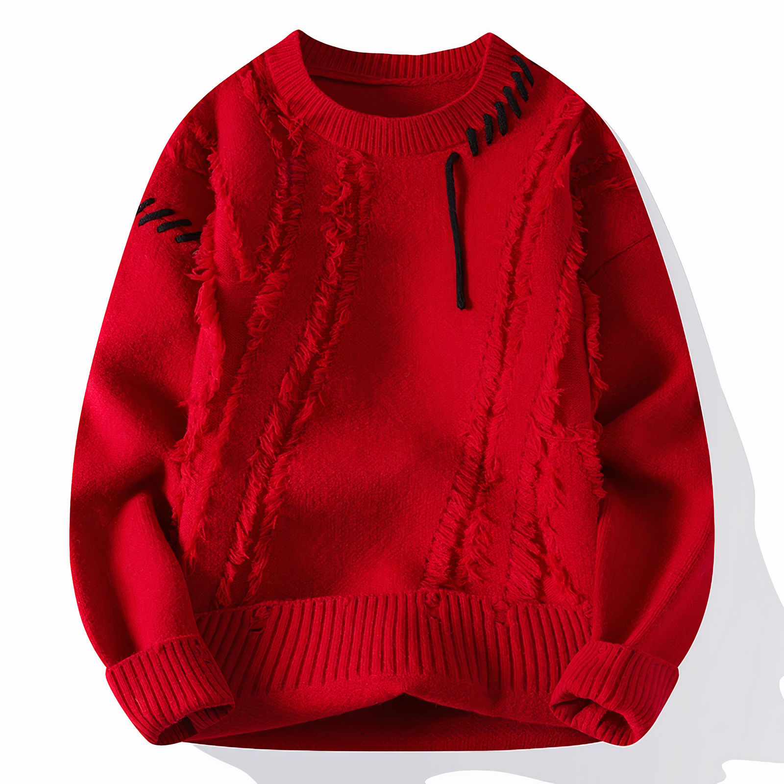 Dave Pull Homme – Sweater Patchwork Tendance en Matière Douce pour Automne & Hiver