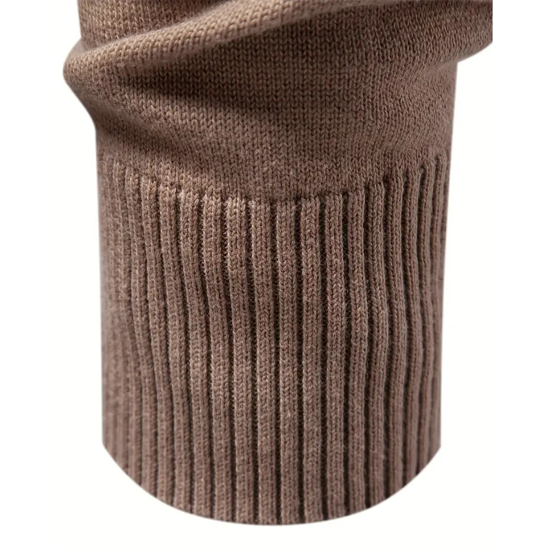 Liam Pull Homme à Rayures – Stehkragen mit Reißverschluss, warm & bequem aus Polyesterwolle