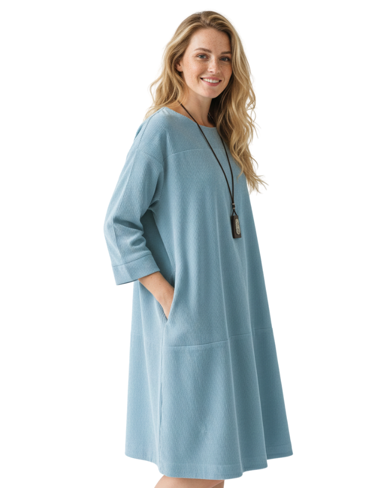 Túnica Ámbar para Mujer en Terciopelo Acanalado – Corte Informal y Estilo Antiguo Otoño/Invierno