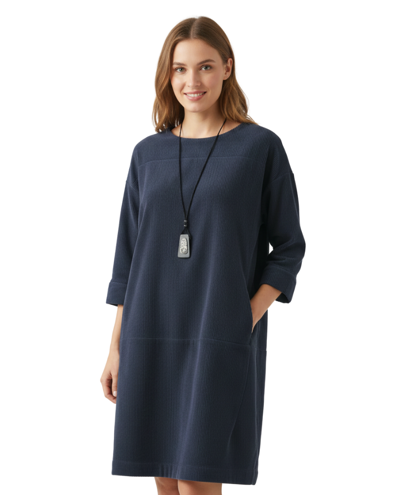 Túnica Ámbar para Mujer en Terciopelo Acanalado – Corte Informal y Estilo Antiguo Otoño/Invierno