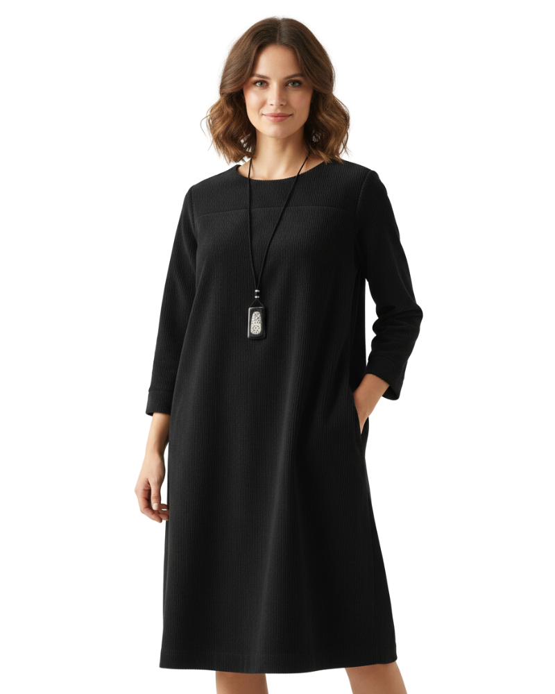 Túnica Ámbar para Mujer en Terciopelo Acanalado – Corte Informal y Estilo Antiguo Otoño/Invierno