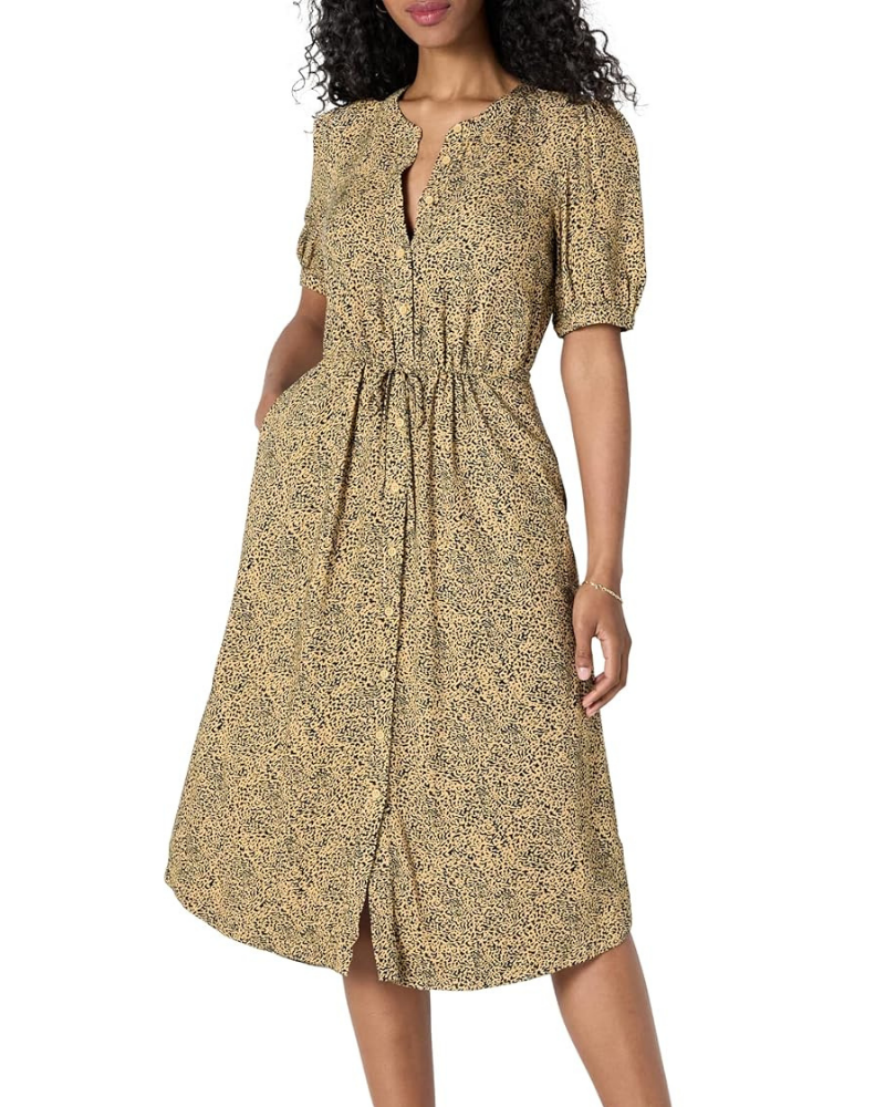 Vestido Midi Georgie para Mulher – Viscose Fluida, Tamanho Ajustável & Corte Evasé Elegante