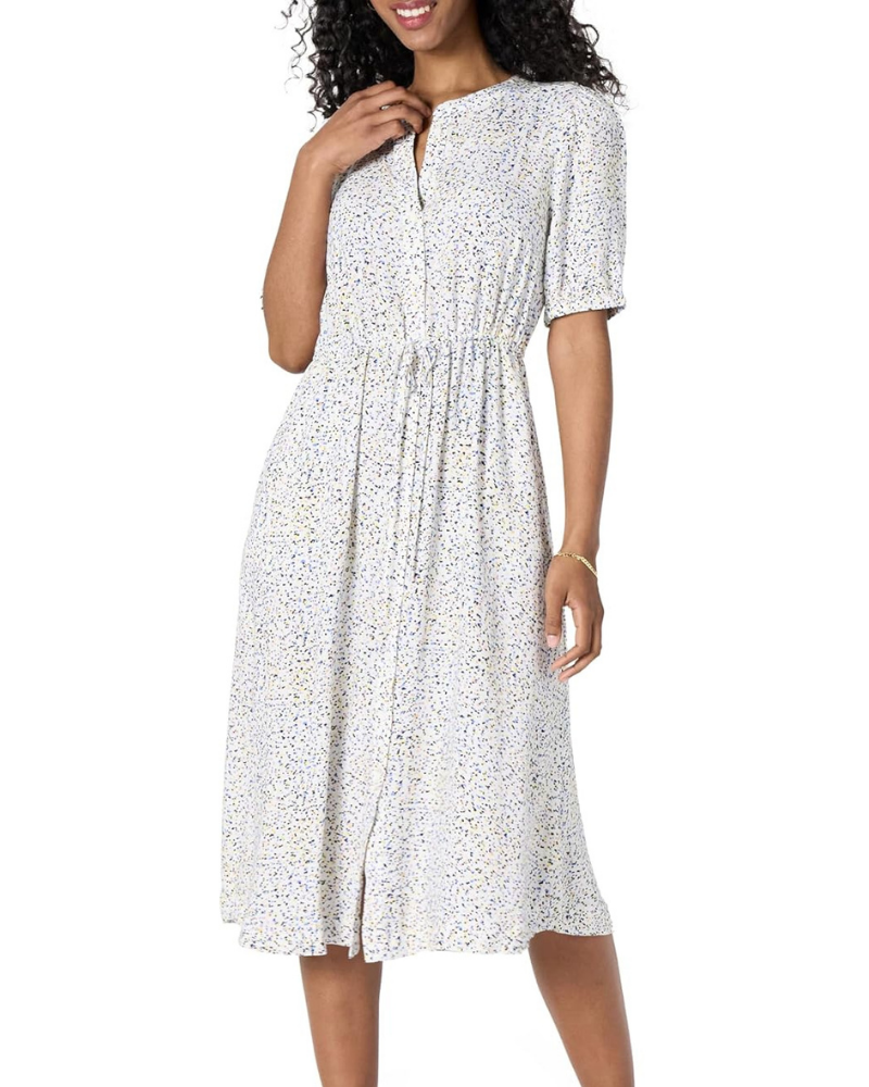 Vestido Midi Georgie para Mulher – Viscose Fluida, Tamanho Ajustável & Corte Evasé Elegante