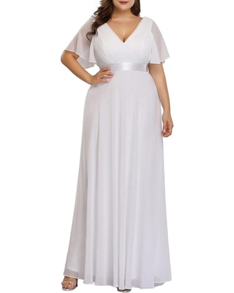 Rochie lungă Skye pentru femei – mătase fină, decolteu în V și talie empire, elegantă pentru seară