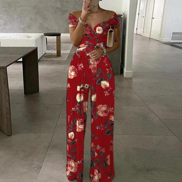 Combinaison Femme Leah – Élégante Combinaison Épaules Dénudées avec Jambes Larges & Ceinture Taille