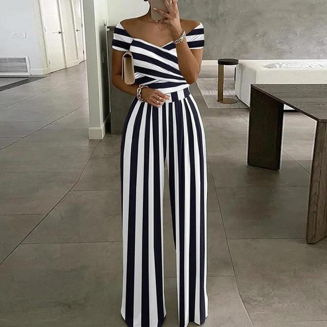 Combinaison Femme Leah – Élégante Combinaison Épaules Dénudées avec Jambes Larges & Ceinture Taille