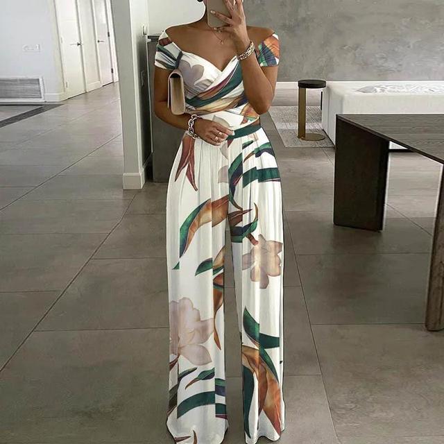 Mono Mujer Leah – Elegante Mono Hombros Descubiertos con Piernas Anchas y Cinturón de Cintura