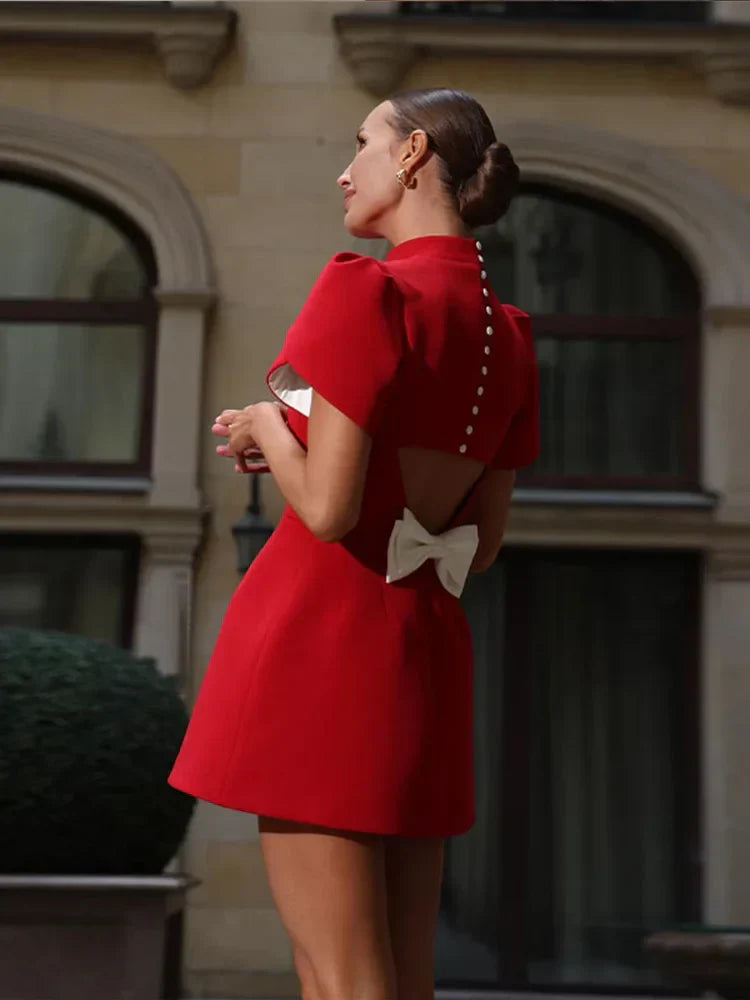 Lissane Robe Mini Rot Frau – Chic Sommerkleid mit Schleifendetail und eleganten Ausschnitten