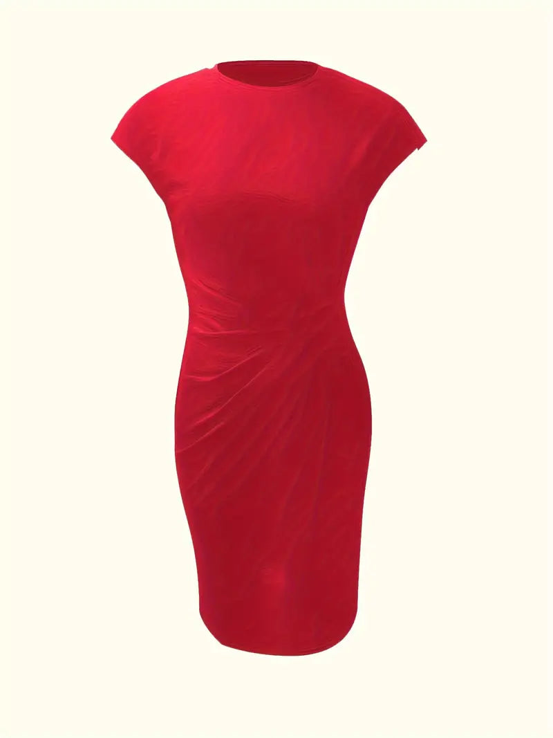 Mylène Midi Dress Woman – Elegant Flattering Cut & Round Neck, Available in Several Colors