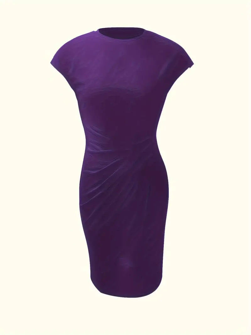 Mylène Midi Dress Woman – Elegant Flattering Cut & Round Neck, Available in Several Colors