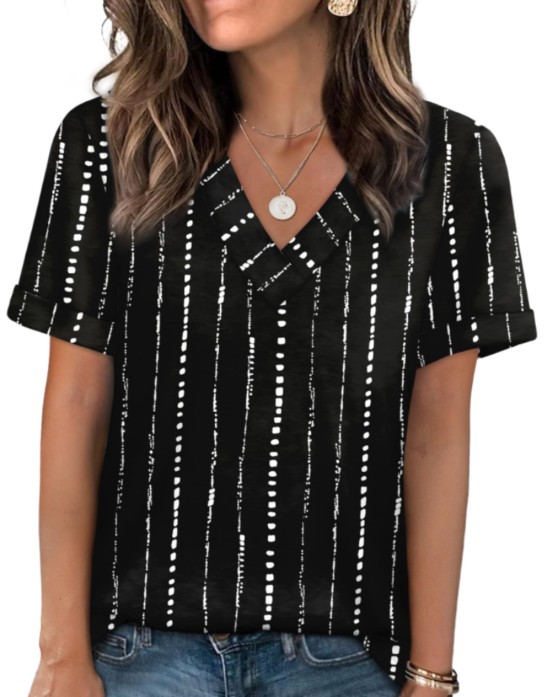 Elowin T-shirt til kvinder – Casual chic V-hals top, behagelig pasform & åndbart sommerstof