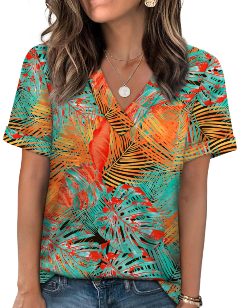 Elowin T-shirt til kvinder – Casual chic V-hals top, behagelig pasform & åndbart sommerstof