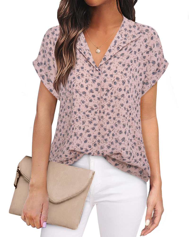 Eluna Damebluse – Flytende bluse i muslin med elegant V-hals, Business Casual