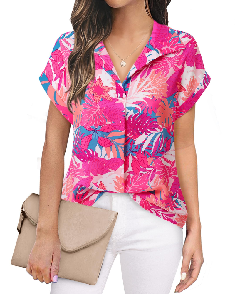 Eluna Damebluse – Flytende bluse i muslin med elegant V-hals, Business Casual