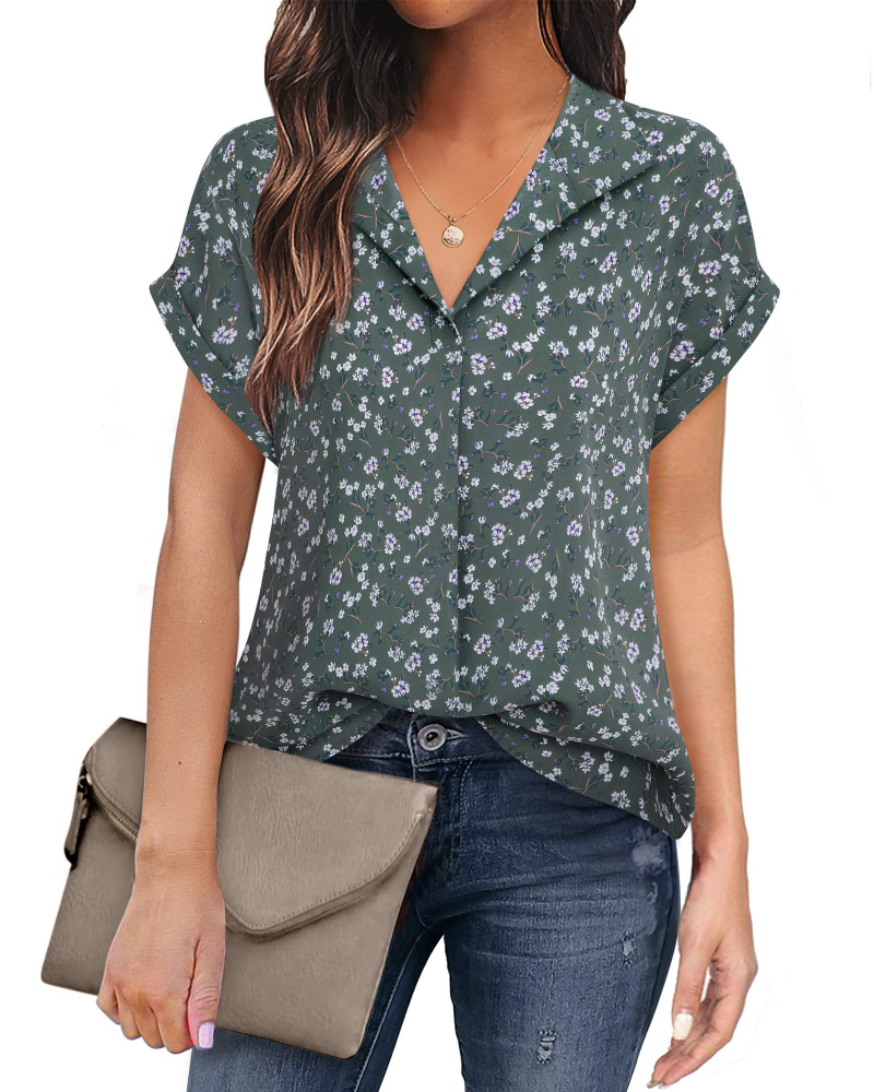 Eluna Damebluse – Flytende bluse i muslin med elegant V-hals, Business Casual