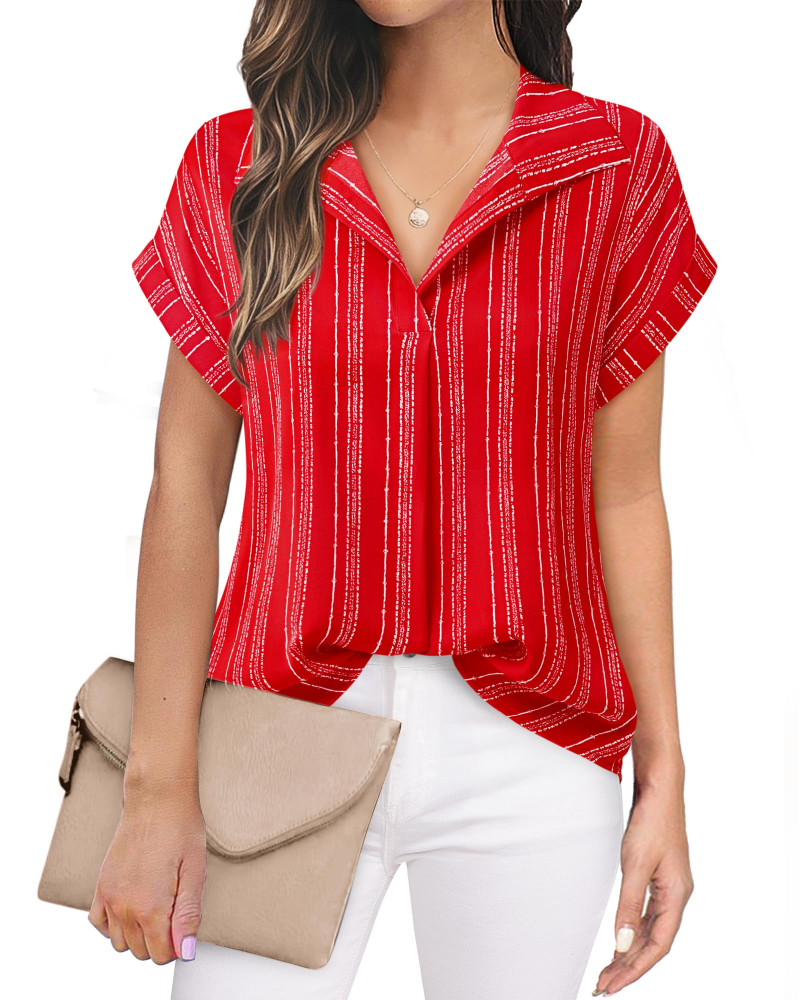Eluna Damebluse – Flytende bluse i muslin med elegant V-hals, Business Casual