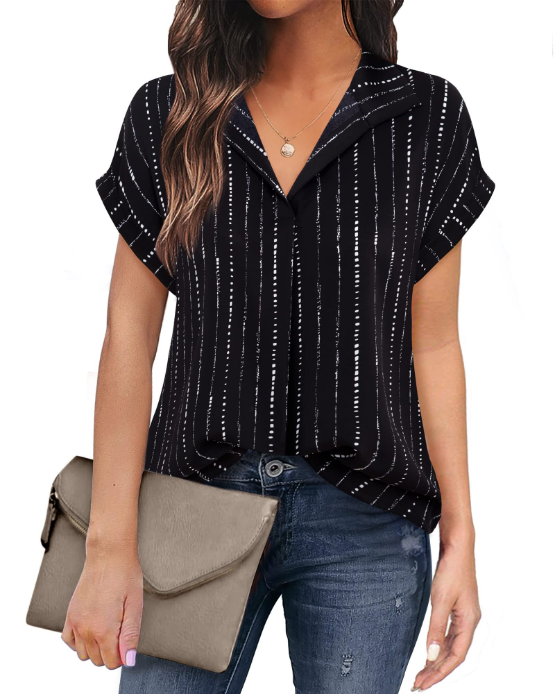 Eluna Damebluse – Flytende bluse i muslin med elegant V-hals, Business Casual