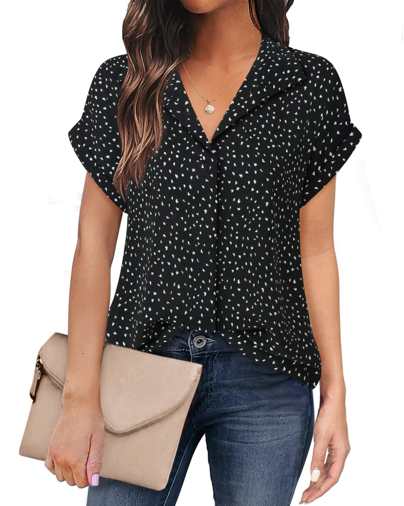 Eluna Damebluse – Flytende bluse i muslin med elegant V-hals, Business Casual