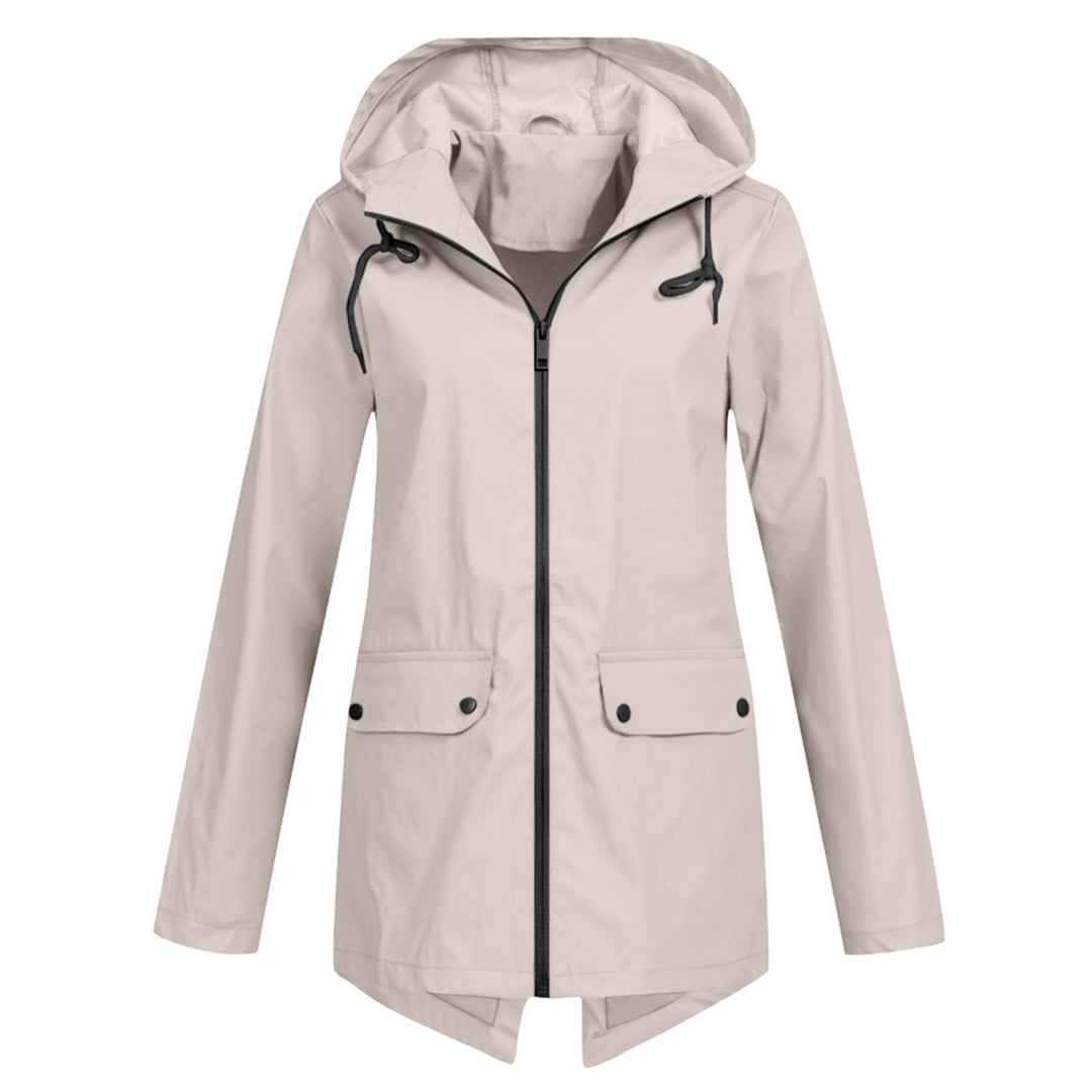 Daphne Long Coat Women Waterproof – Lightweight with Adjustable Hood for Rain