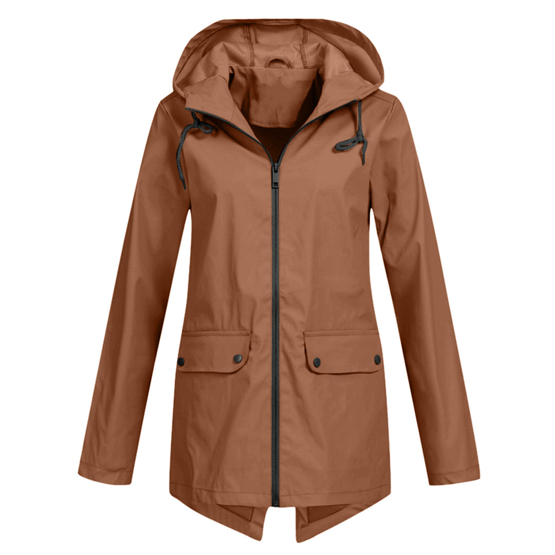 Daphne Long Coat Women Waterproof – Lightweight with Adjustable Hood for Rain