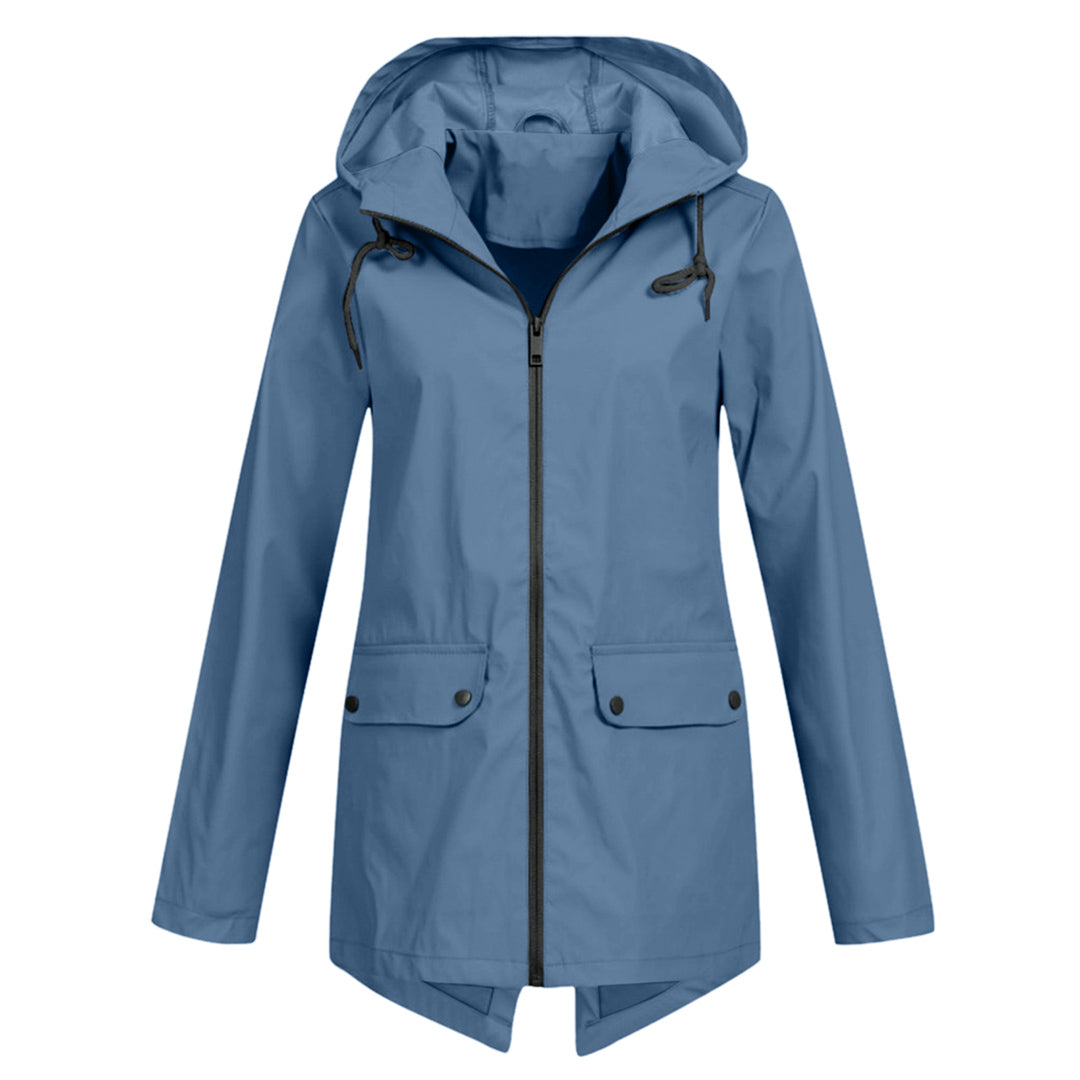 Daphne Long Coat Women Waterproof – Lightweight with Adjustable Hood for Rain