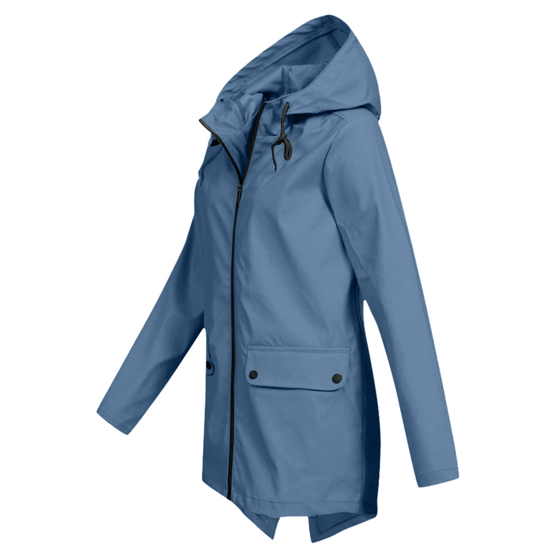 Daphne Long Coat Women Waterproof – Lightweight with Adjustable Hood for Rain