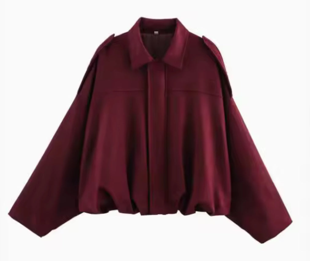 Casaco Elliana para Senhora – Casaco Largo com Efeito Camurça e Bolsos Práticos para Outono/Inverno