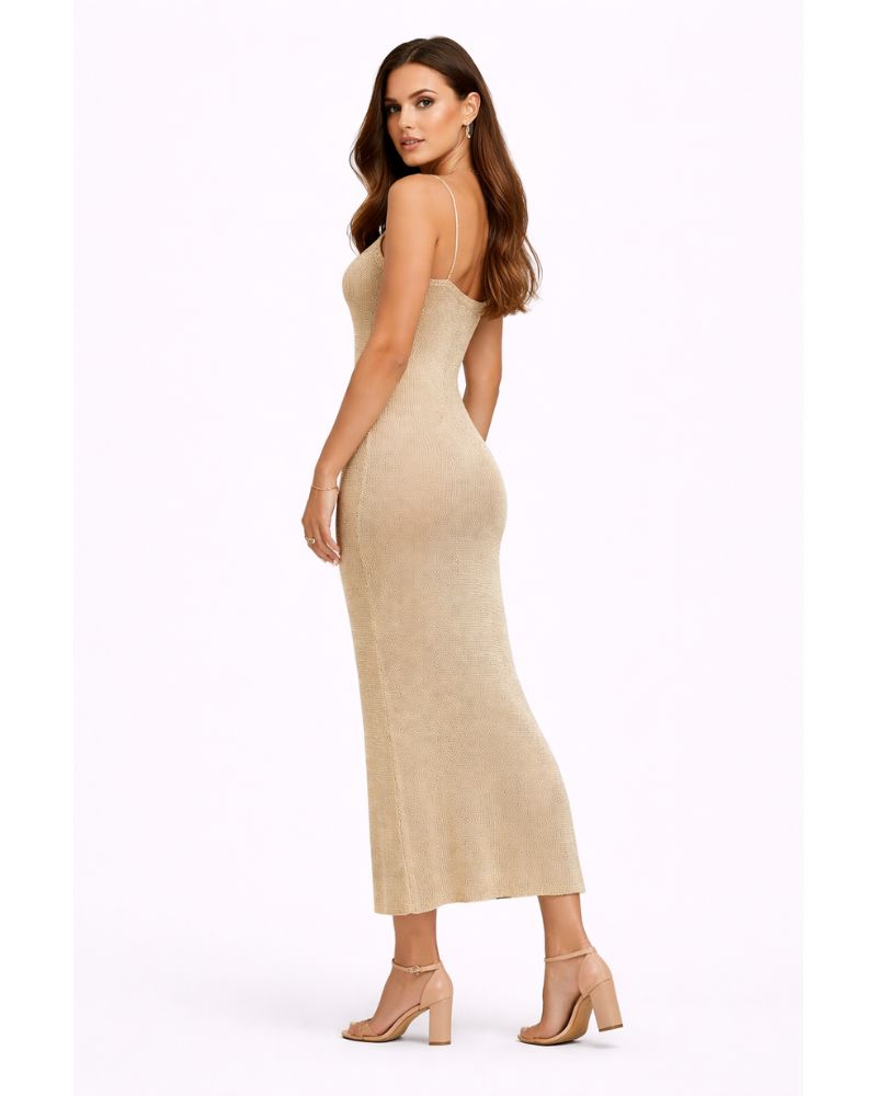 Giulia Robe Longue Minimaliste – Élégance Pure avec Bretelles Fines et Coupe Longue