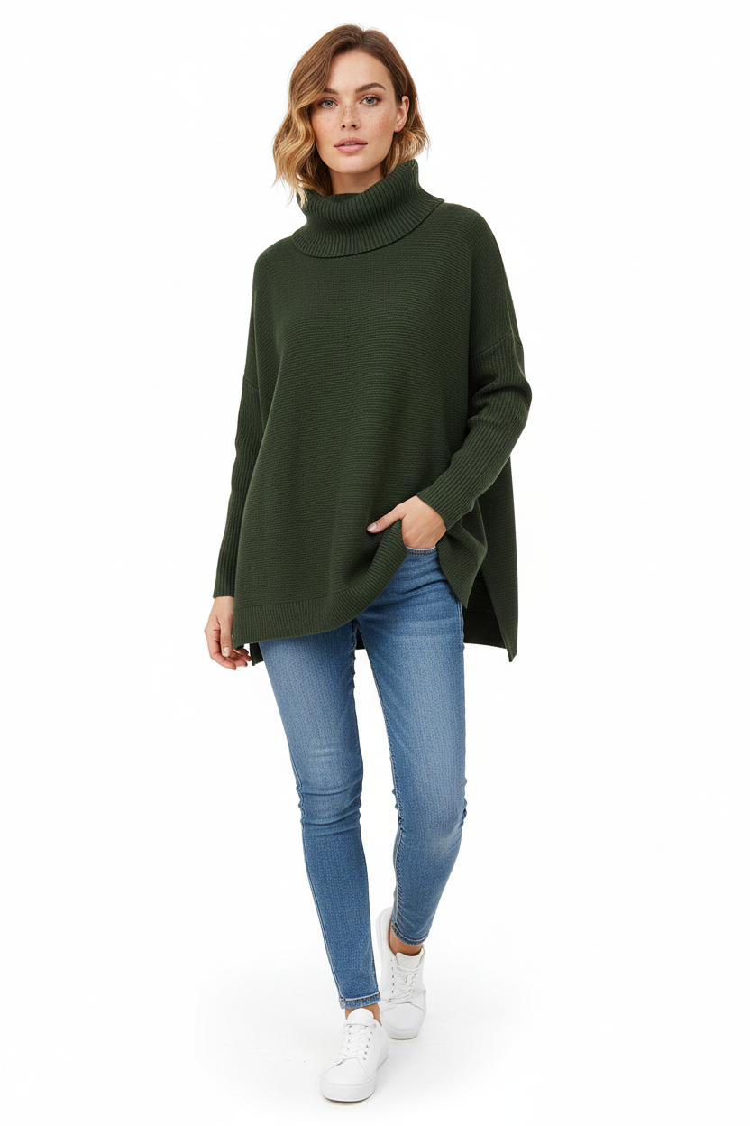 Gracie Dámský Rolák – Ultra-Měkký Oversize Úplet s Vysokým Límcem a Elegantním Stylem