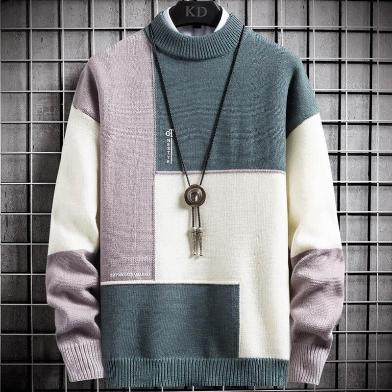 Daniel Pull Patchwork Muški – Izvorni Dizajn, Topli Pleteni Džemper & Ležerni Kroja