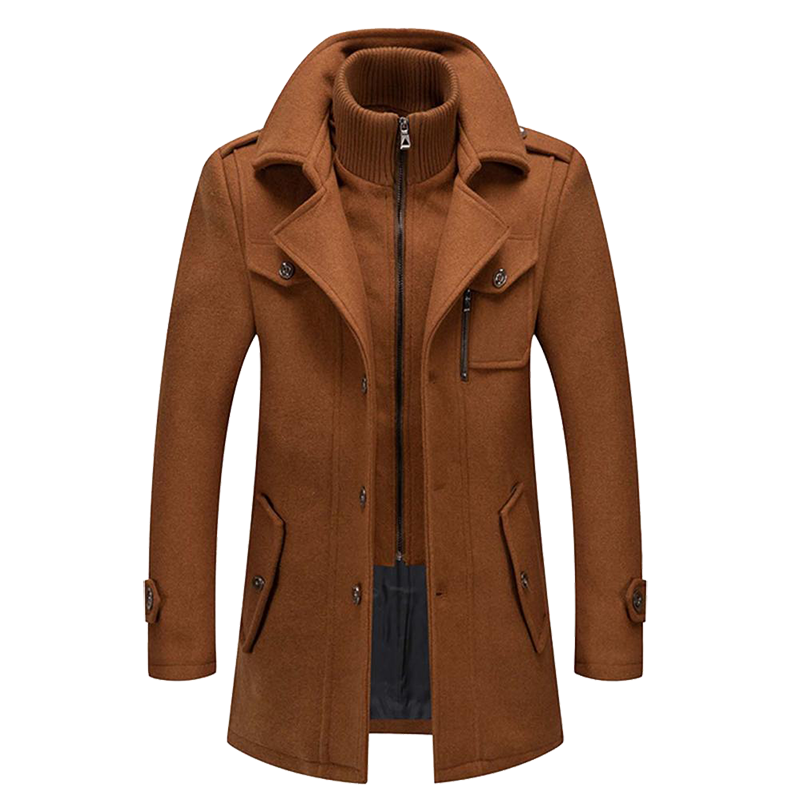 Daniel Manteau Long en Laine pour Homme – Pardessus Élégant Boutonné avec Revers Tailleur