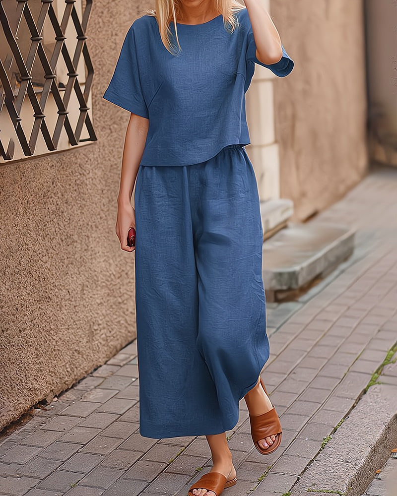 Fiore Ensemble Femme – Set Estival 2 Pièces Léger & Élégant pour Été Décontracté