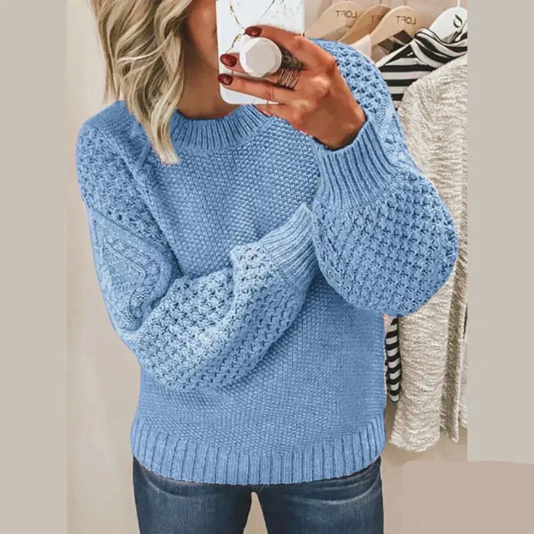 Sweter damski Kayla – klasyczny dzianinowy sweter z miękkiej i eleganckiej wełny z długimi rękawami