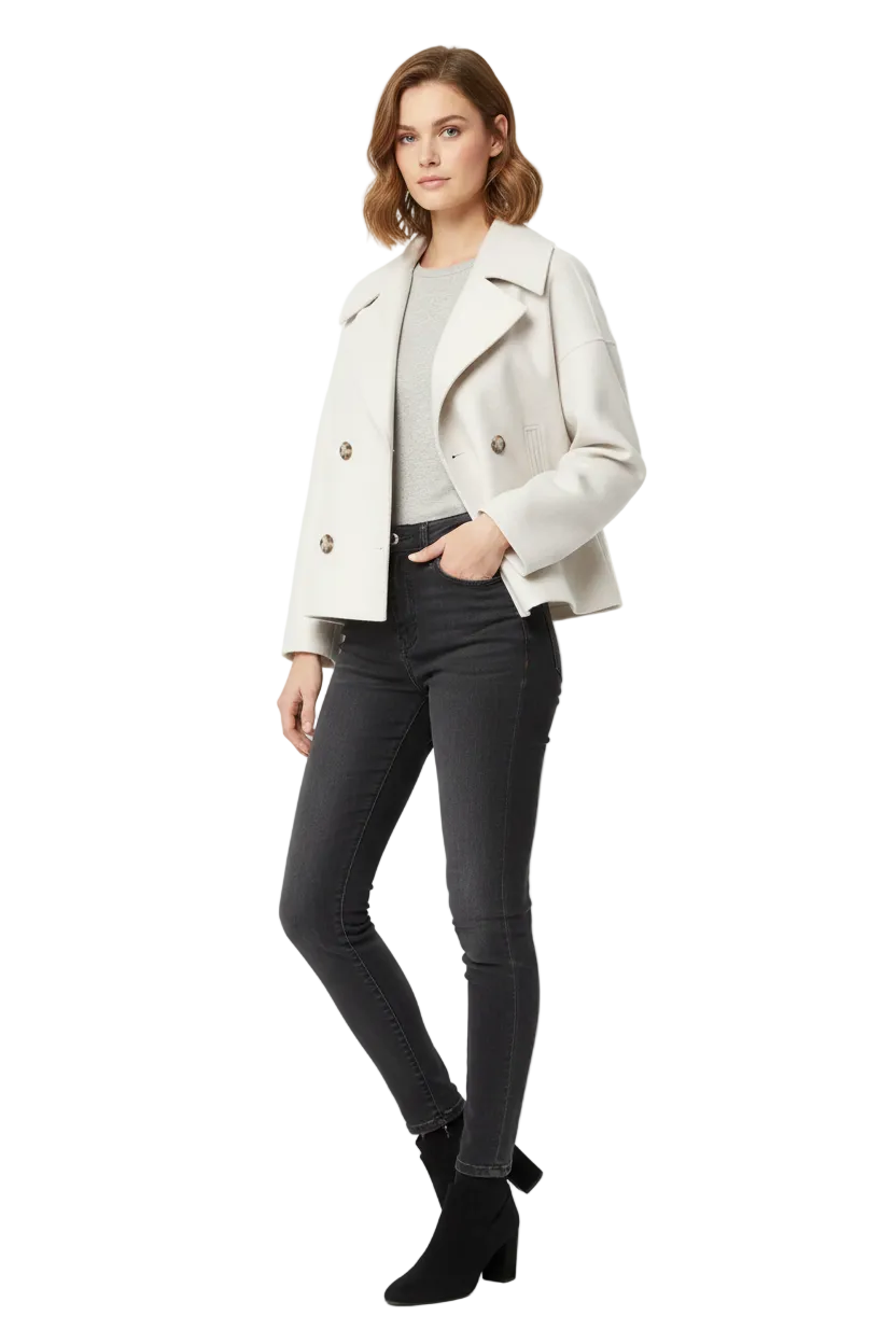 Noëlle Cappotto Corto Donna Doppio Petto – Lana Mista & Stile Elegante