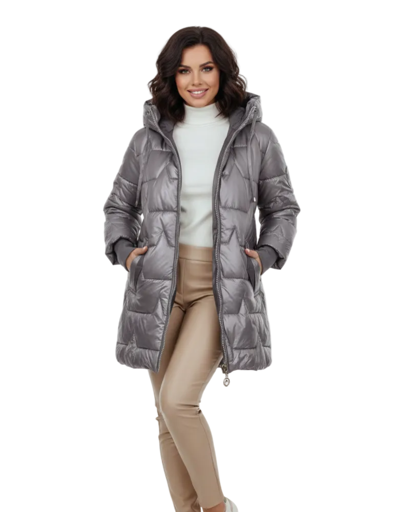 Charlie Manteau d’Hiver Femme – Veste Élégante avec Capuche, Poches et Fermeture à Boutons