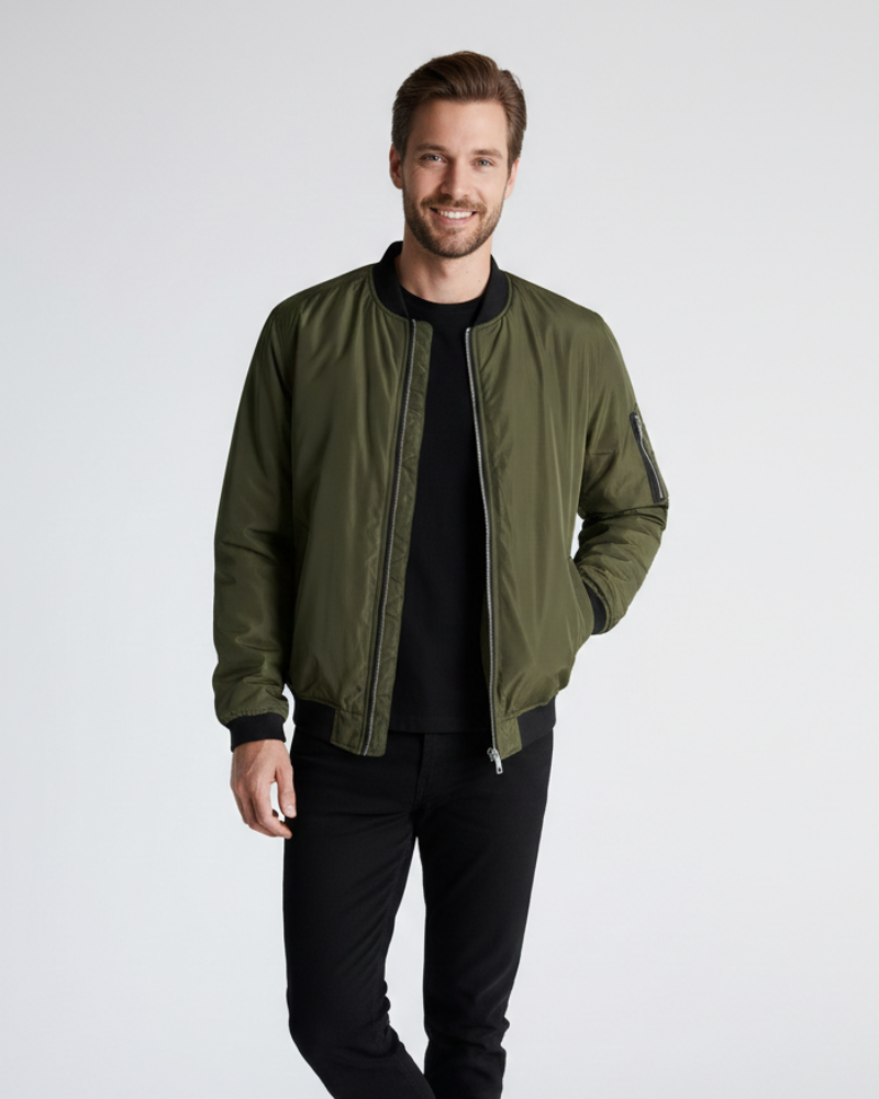 Zenio Bomber Homme Essensio – Veste Légère Déperlante avec Zip & Finitions Côtelées