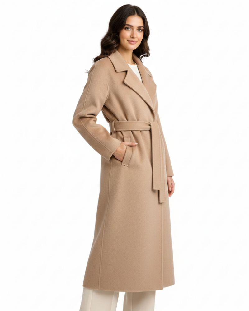 Talitha Manteau Long Femme Élégant – Manteau en Laine Mélangée avec Col Revers Classique