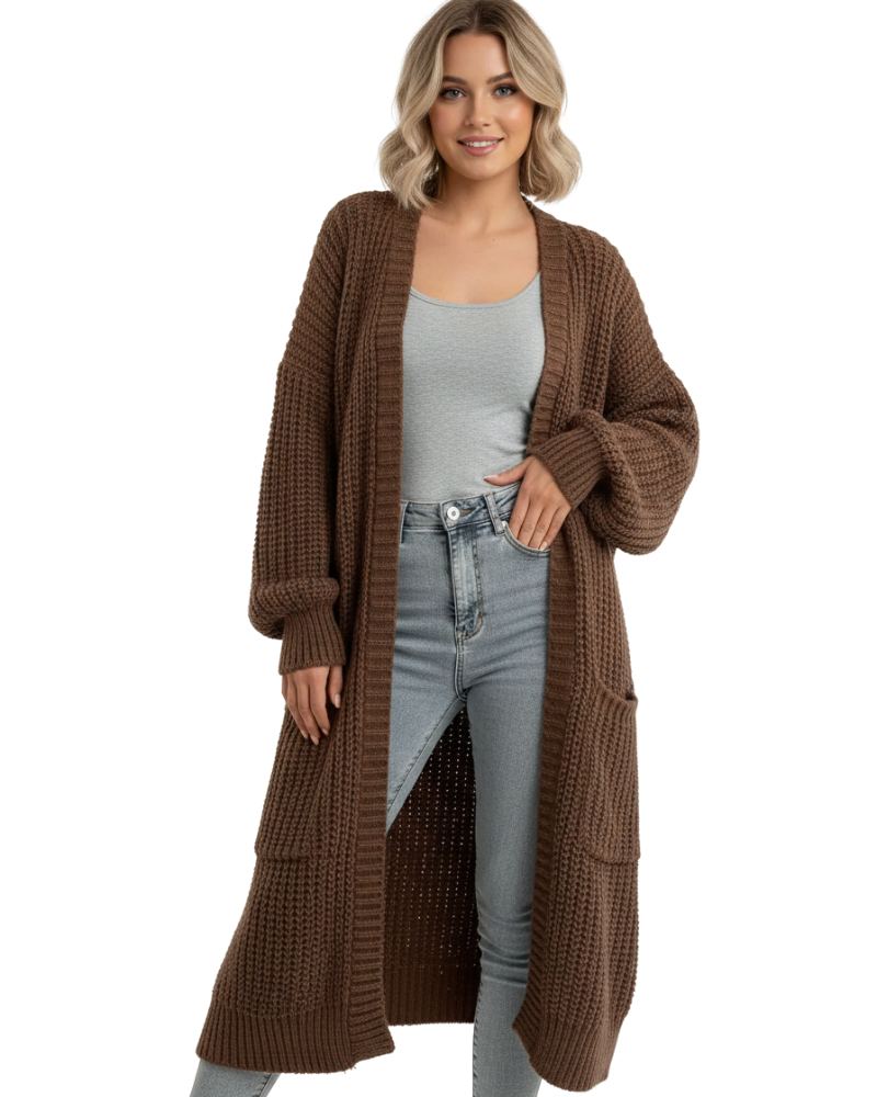 Erca Maglia Lunga da Donna – Cardigan Ampio Elegante per Primavera, Autunno e Inverno