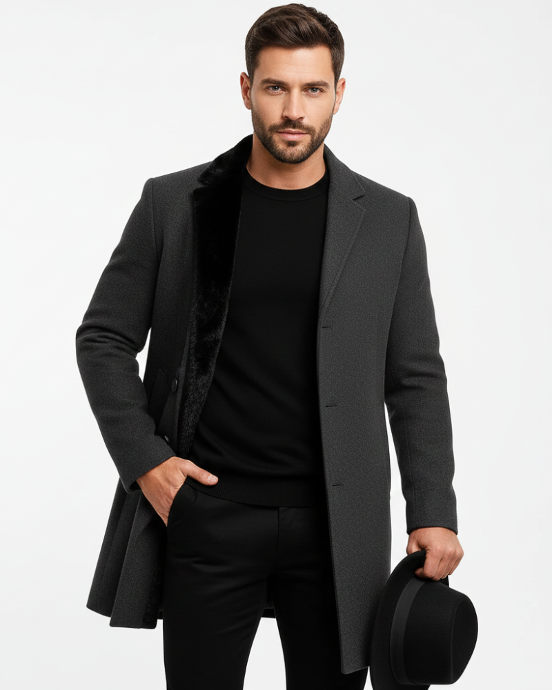 Ian Palton de iarnă pentru bărbați | Palton lung cu nasturi | Design rezistent la vânt și elegant
