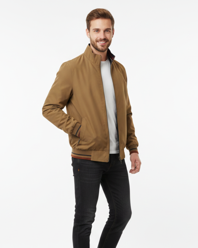 Caspian Chaqueta Ligera para Hombre – Cierre con Cremallera, Detalles en Contraste y Estilo Urbano