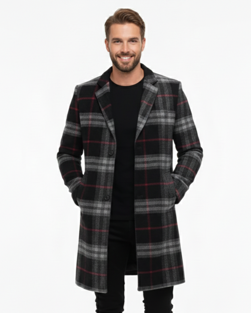 Donny Veste Uomo Elegante – Cappotto con Motivo Unico e Chiusura con Bottoni