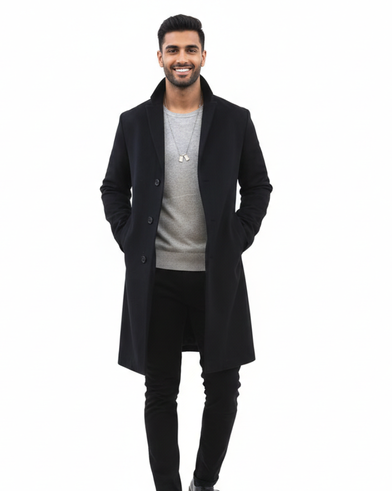 Norlan Herrefrakke med Enkeltradet Knaplukning – Slank Pasform & Moderne Stil