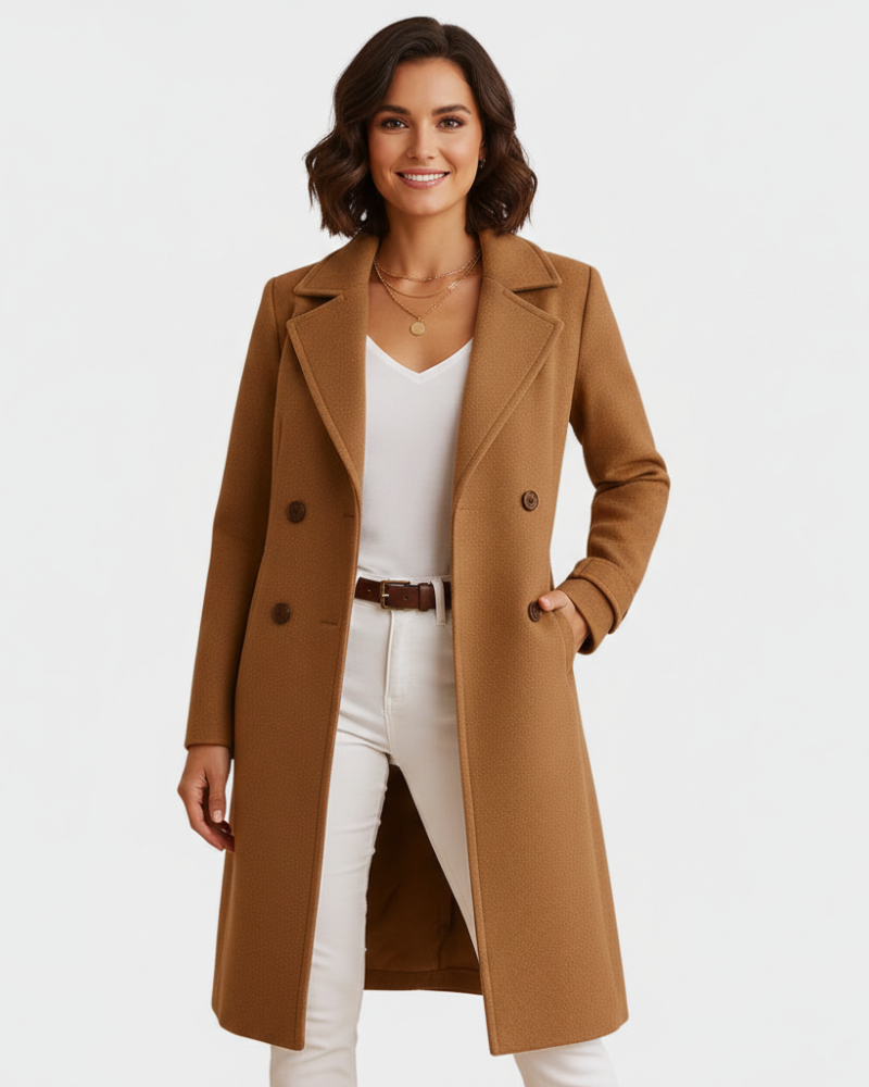 Abigail Manteau Long Femme en Laine – Coupe Structurée & Élégance Intemporelle Hiver