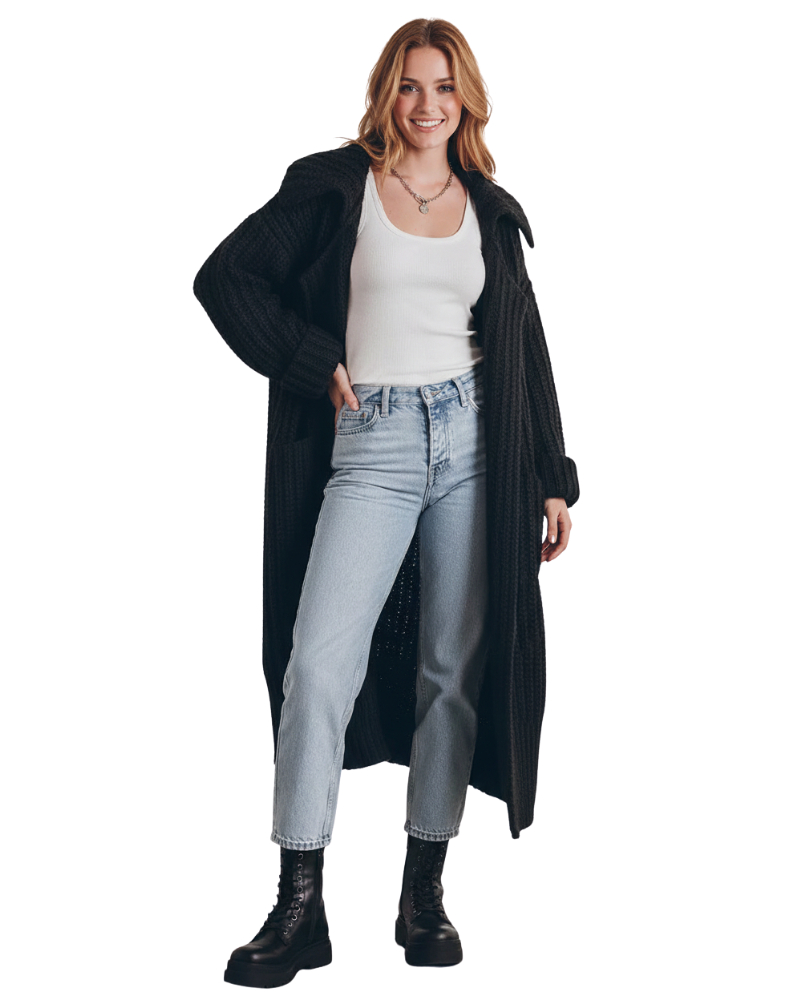 Mercy Weste Lang Damen Locker – Warmer und Leichter Cardigan mit Taschen, Täglicher Komfort