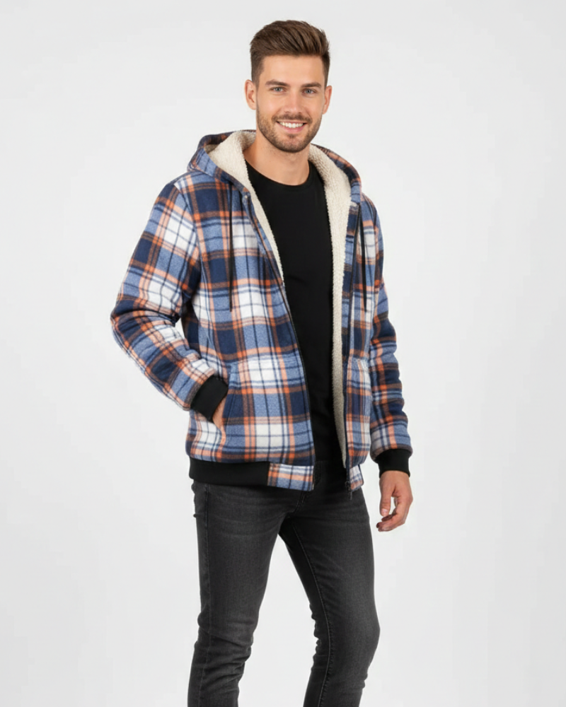 Henry Casaco de Inverno para Homem aos Quadrados – Casaco Quente Elegante com Fecho de Botões