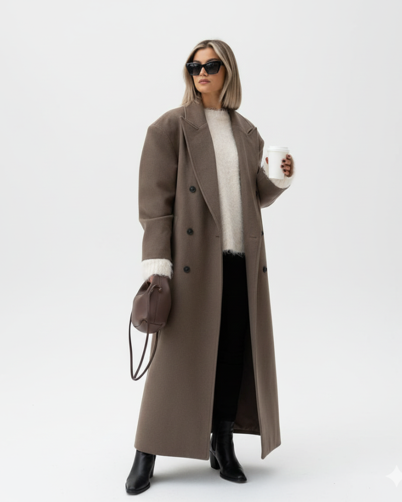 Claudia Manteau Oversize Femme – Elegantní sako s dvojitým zapínáním a strukturovanými rameny