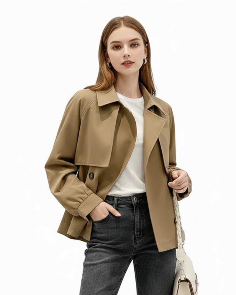 Charlotte Trench Court Femme – Jachetă de primăvară ușoară, croială cambrată și guler rever