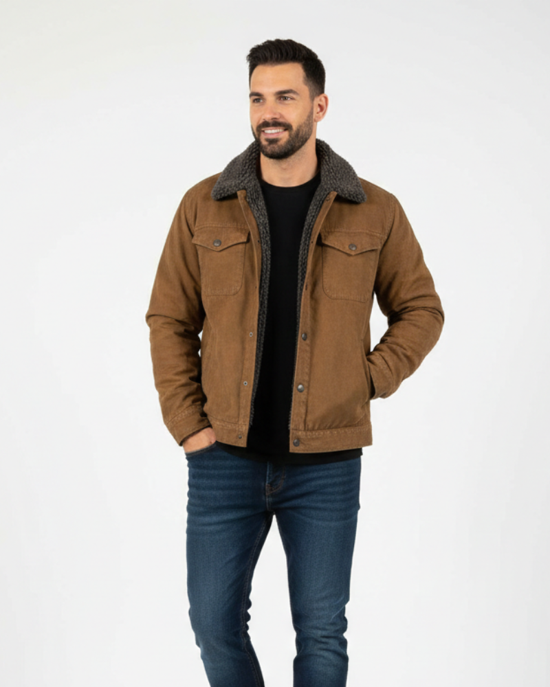Morgan Casaco de Inverno Homem – Camisa Forrada a Pêlo com Bolsos e Botões de Pressão